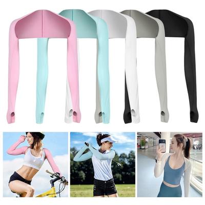 For Men UV Protection Long Cuff Solid Color Shawls Sun Protection Ice Silk Sleeves Arm Sleeves