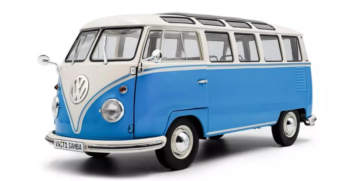 SOLIDO Scale Volkswagen T1 Samba Bus 1962 Finished Product S1813401 1/18 (Blue/White)