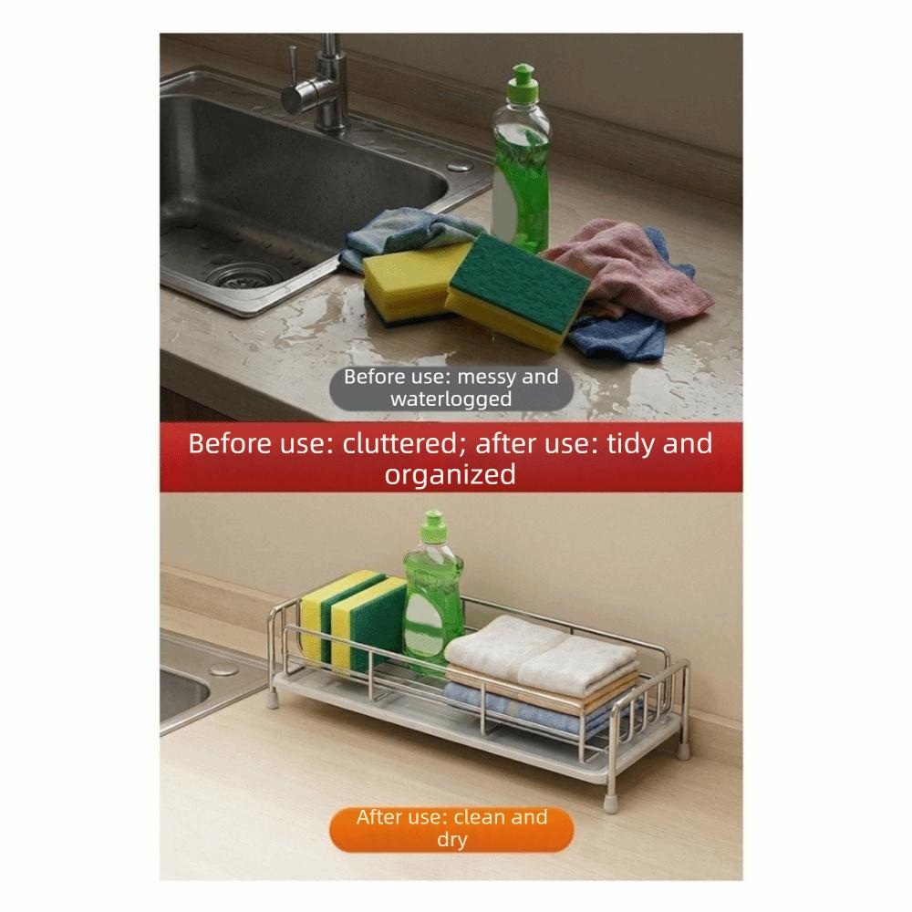 Stainless Steel Sink Drain Rack Large Capacity Soap Sponge Holder  Bathroom