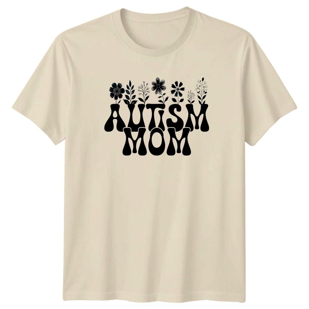Autism Mom Unisexs TShirt Groovy Floral Awareness Support