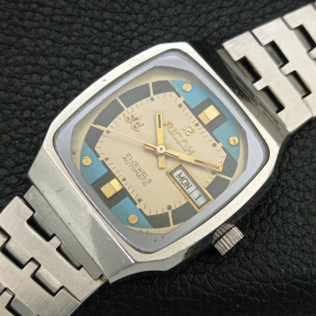 GENUINE VINTAGE RICOH R31 AUTOMATIC JAPAN MENS GOLDEN COLOR DIAL WATCH a705512-1