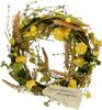 Heads ZAR-NW3 Yellow Artificial Flower Wreath Handmade Natural Style Indoor Decoration 37 Cm Diameter X 10 Depth