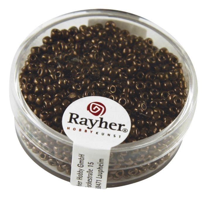 RAYHER Rocailles - Ø 2 mm - Avec garniture d'argent - Cuivre - Boîte de 17 g