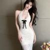 Pure Desire Sexy Backless Low-cut Lace Neck Dress Women's Summer French Slim-fit Sanya Vacation Hip-wrapped Dress