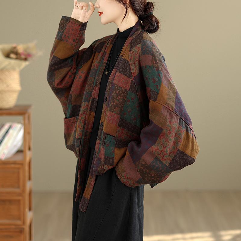 DIMANAF Nouveau Manteau Automne Hiver Grande Taille Femme Vestes Basiques Manches Longues Vêtements d'Extérieur Amples Décontractés Vintage