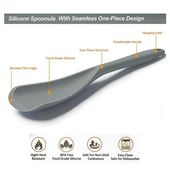 Heat-Resistant Silicone Spatula Seamless Non-Stick Shovel Scratch-Free Kitchen Utensil for Frying Serving Ice Scooping