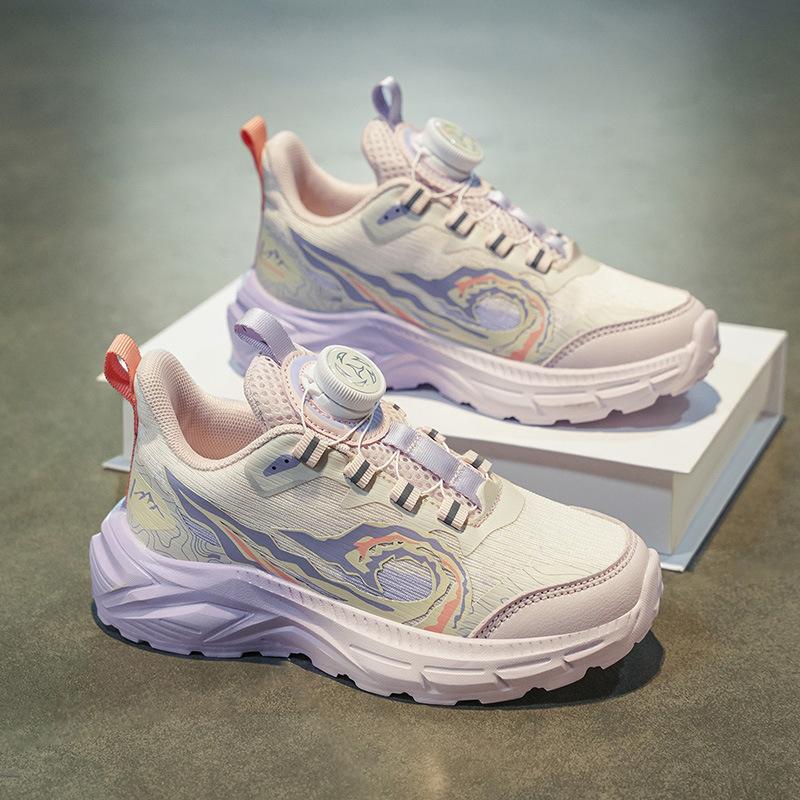 Classmate girls' sports shoes 2025 autumn new rotating buckle non-slip wear-resistant comfortable soft sole medium and older children's princess style