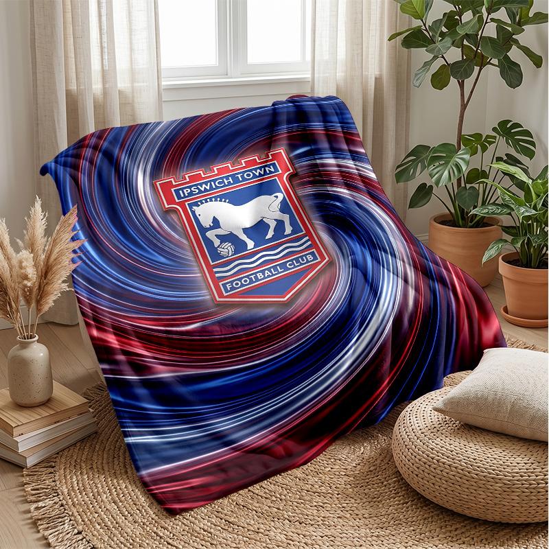 Coperta in Flanella con Stampa Calcio Ipswich Town, Coperta Morbida Calda Leggera per Divano Letto Campeggio