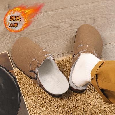 Birkenstock Cotton Slippers Winter Velvet Warm Cotton Shoes Waterproof and Non-slip Office Bag Head Slippers Large Size