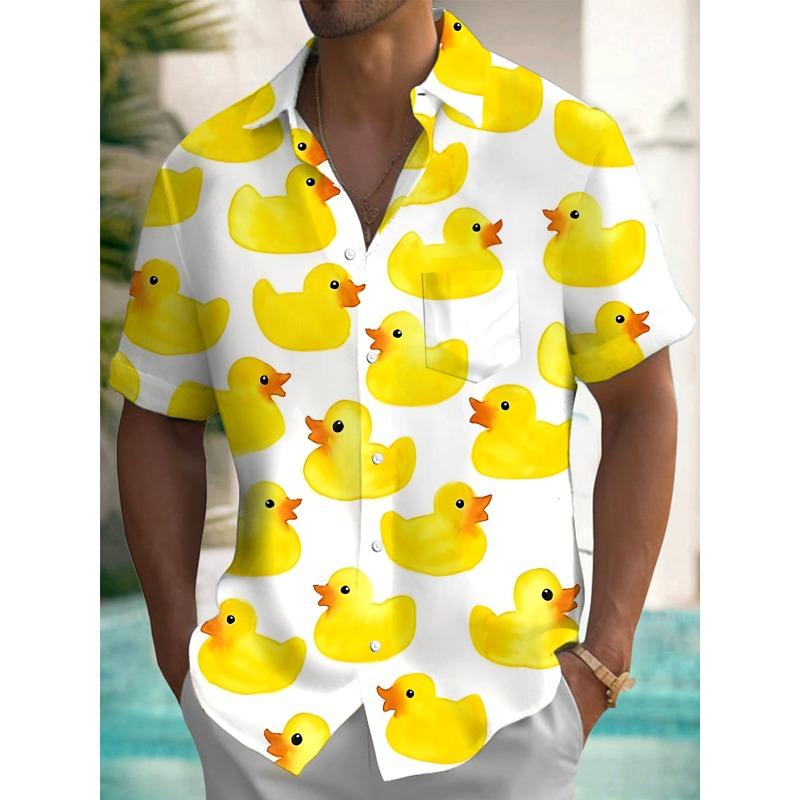 Ny Hawaii Vår/Sommar Mode Fritid Gatumode Turist Strand Tryckt Helt Öppen Kortärmad Knäppskjorta, Snabb Leverans
