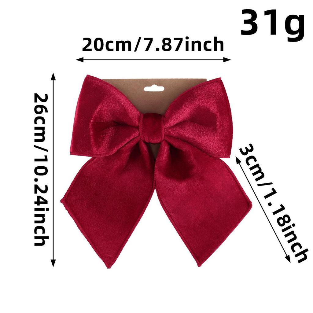 Handmade Red Velvet Christmas Bow Ornaments for Party Décor