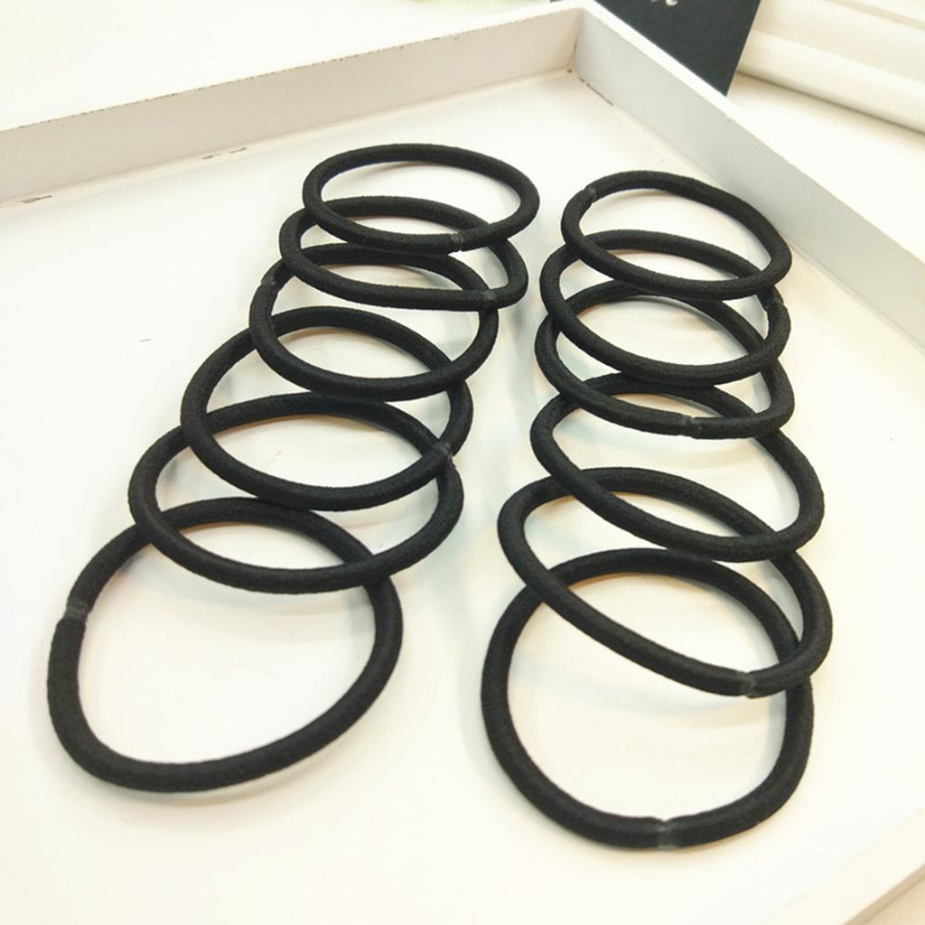 100 Pack Black Elastic Hair Bands No Metal Ponytail Holders for Women Men Girls and Kids Gentle and Convenient