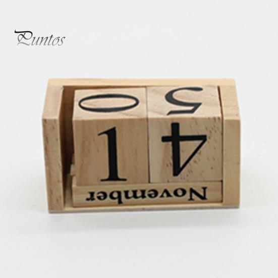 Calendario da tavolo con blocchi di legno, calendario perpetuo in legno massello rustico, calendario perpetuo riutilizzabile, decorazione per la scrivania dell'ufficio domestico