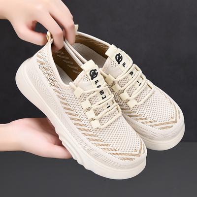Zapatillas ligeras de malla tejida para mujer, zapatos informales transpirables para caminar, mocasines de plataforma cómodos, zapatillas de entrenamiento planas para mujer