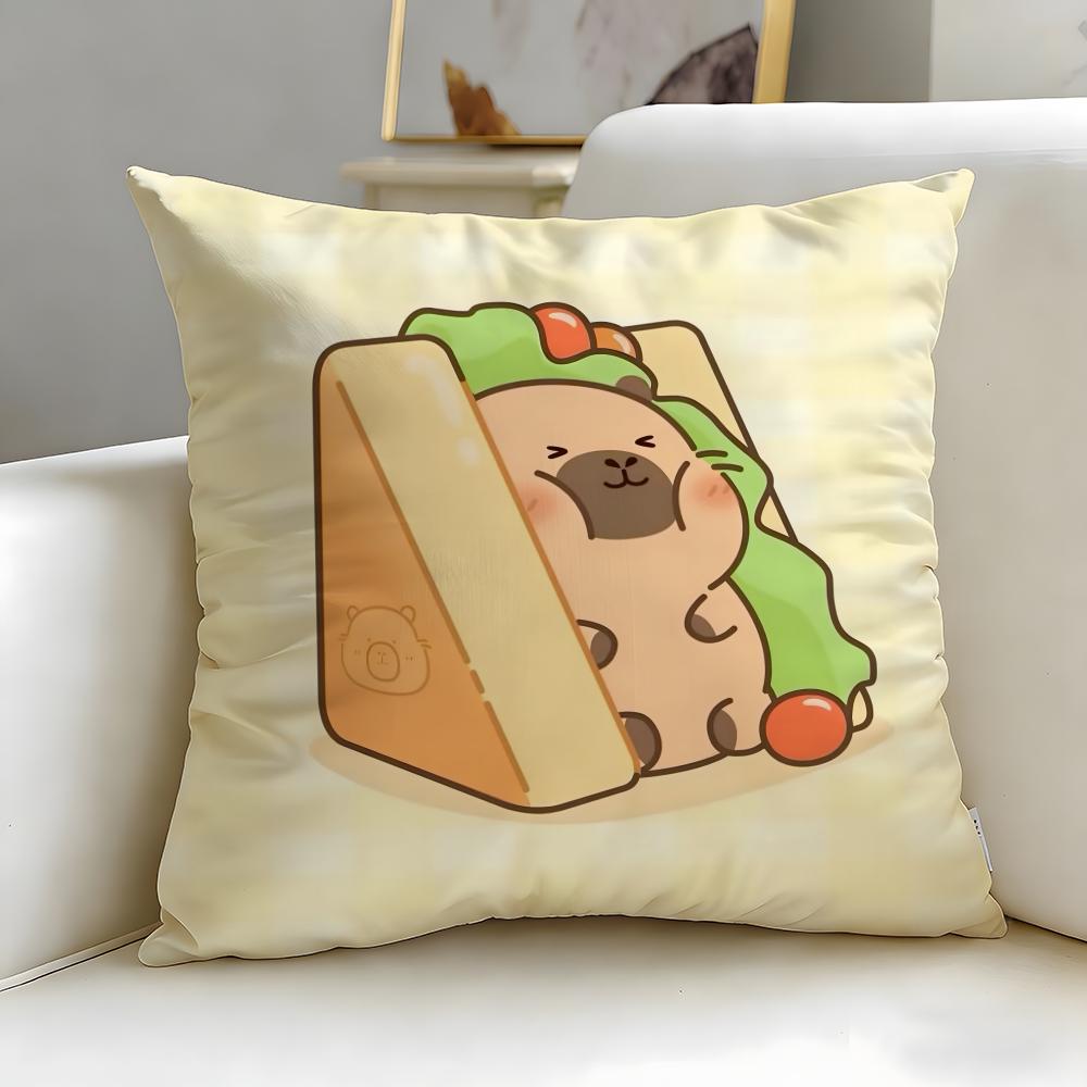 classic animal Capybara Cushion Cover Soft & Easy-Wash Pillow Case – Versatile for Couch, Bed, Travel and Office