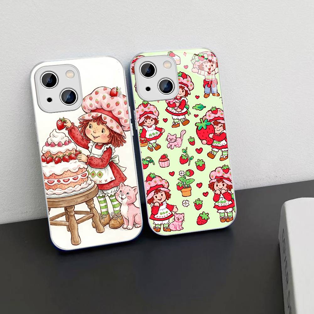S-Strawberry-shortcake Girl For IPhone 14 13 12 Mini 11 Pro XS Max X XR 14 Plus Tempered Glass Cover