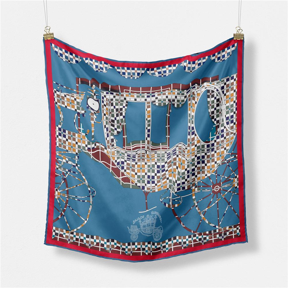 53cm Brand Square Scarf Women Design Horse Luxury Silk Scarf Bandana Headband Fashion Hijab Neckerchief For Ladies 2024 New