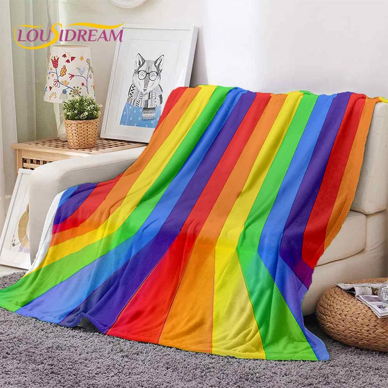 Rainbow Colour Illusion Cartoon Soft Flannel Blankets,Throw Blanket Comfortable Blanket for Picnic Beds Sofa Home Bedroom Gifts