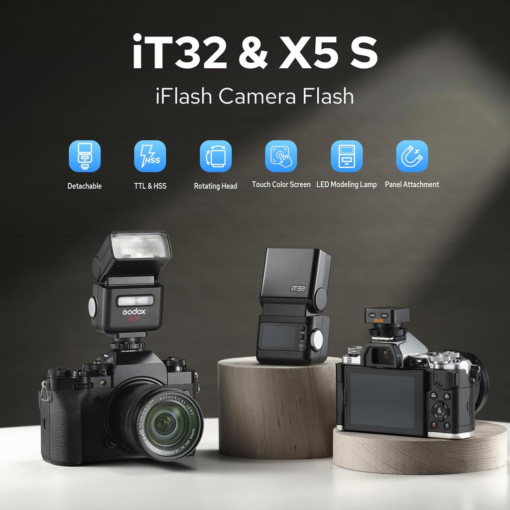 Godox IT32 Strobe Trigger Camera Flash Kit for Sony Features a Magnetic Hot Integrated Hot Shoe and Trigger TTL HSS Approximately 510 Recycle Color