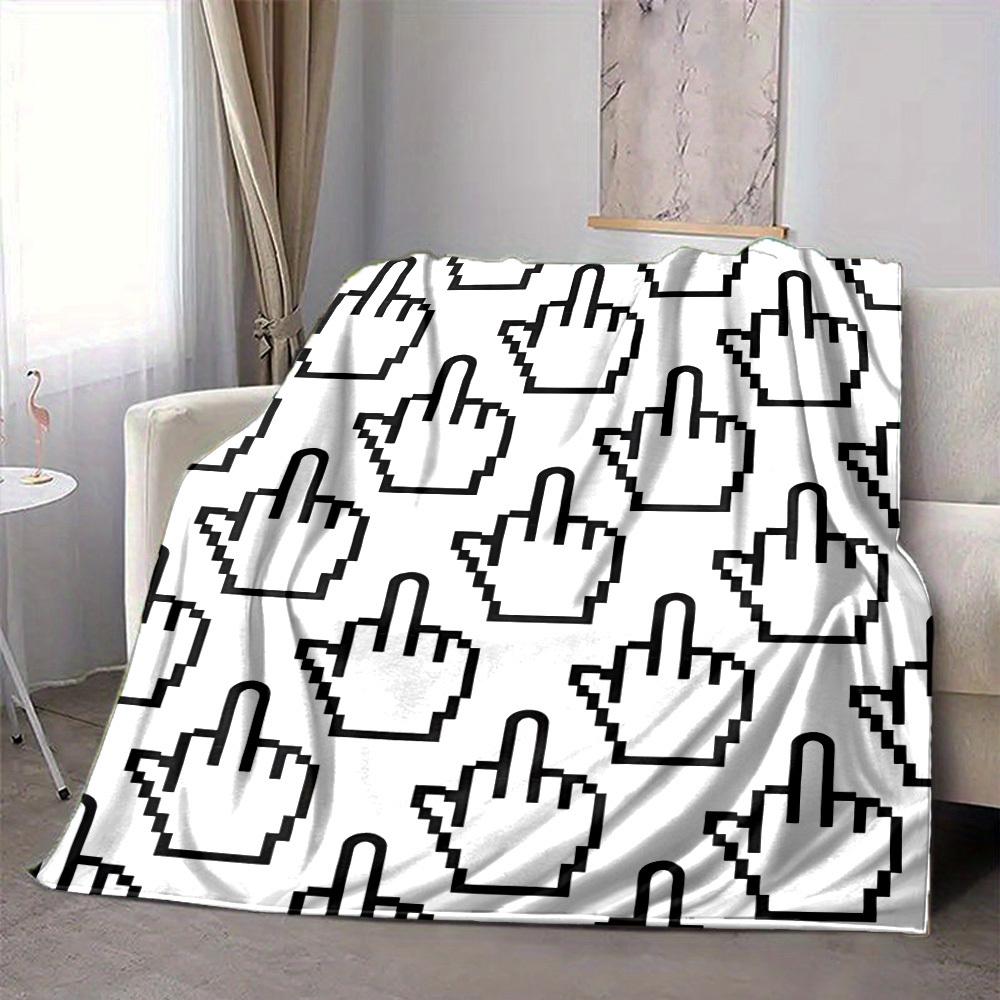 1pc Middle Finger, Pixel Art Blanket Warm, Cozy, And Soft, Suitable for Sofas, Beds, Cars, And Office Use.Perfect for Camping And Travel, Making It a