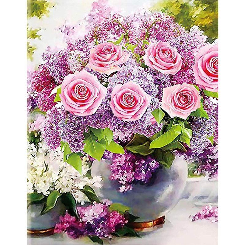 Diamant-Malerei, rosa Blume, vollflächige Diamant-Stickerei, Rose, dekoratives Kreuzstich-Set, Heimdekoration