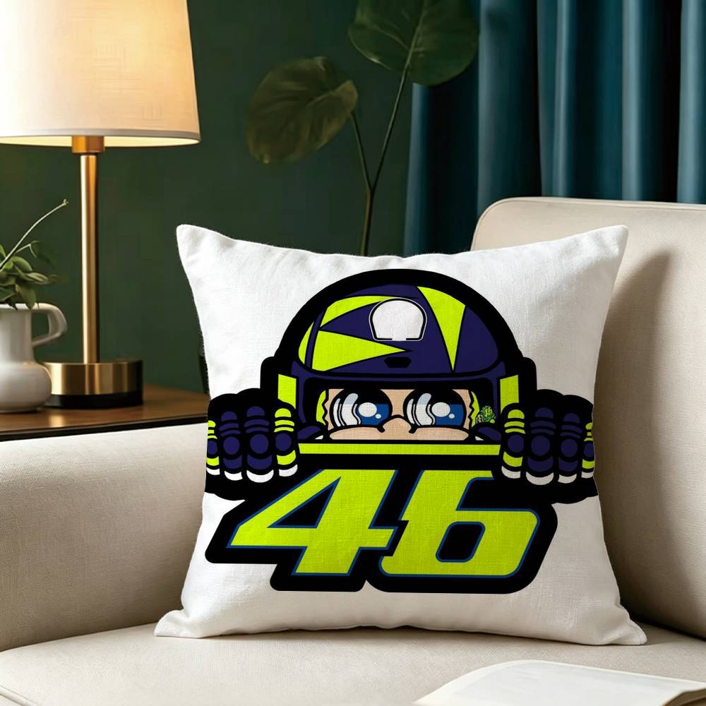 V-Valentino R-Rossi Moto 46 Square Double-Sided printed Pillow Case Bedroom Bedside Pillow Sofa Cushion Cover