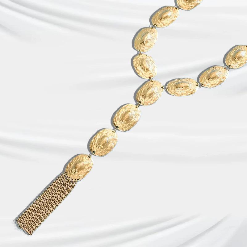 Элегантное золотое длинное ожерелье с бахромой атмосферная мода