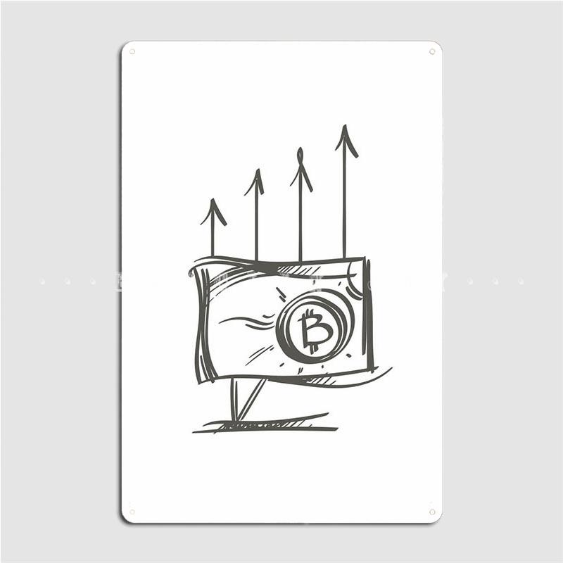 

Биткойн иллюстрация металлический знак создать стену паб декор стены вечерние жестяная вывеска плакаты 20x30cm