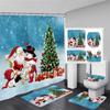 Winter Weihnachten Duschvorhang Set Niedlicher Schneemann Rote Vögel Geschenke Wald Zeder Neujahr Xmas Badezimmer Deko Duschvorleger Toilettensitzbezug