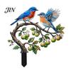 Vibrant Bird Ornament for Lawn Ground Stake, And Fruit Tree Shape, Waterproof Coating Thickened Realistic Painted Yard Decor Iron Outdoor Flower