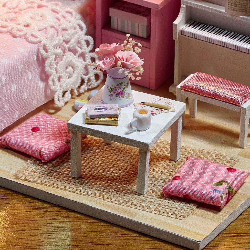 CUTEROOM DIY Wooden Dollhouse Kit Handmade Miniature House Assembly Kit for Interior Decor "SUNSHINE PRINCESS" Adults, (H015)
