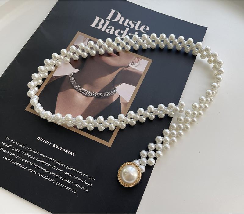 Korean Elegant Style Pearl Waist Chain For Women With Glamorous Accents Rhinestone