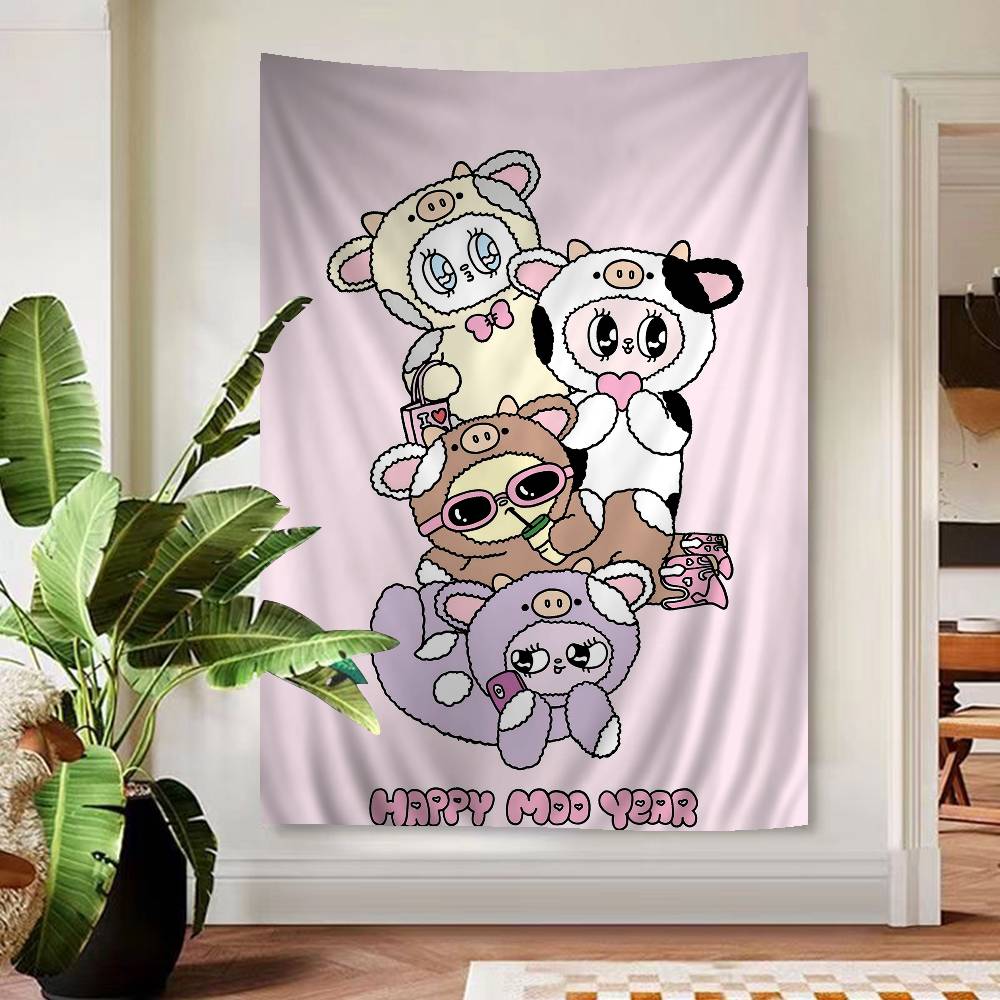 Cute Esther Bunny Rabbit Cartoon Tapestry Wall Hanging Decoration Household Home Decor