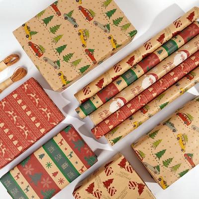Neues Kraftpapier Weihnachtspapier Weihnachtsmann Schneemann Geschenkpapier 43x300cm Schmuck Geschenkbox Verpackung Weihnachten