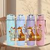 1PC Autumn Floral Fox Portrait 750ml Color Plastic Sports Water Bottle Leakproof Flip Straw Lid Suitable for Sports Office Home Use