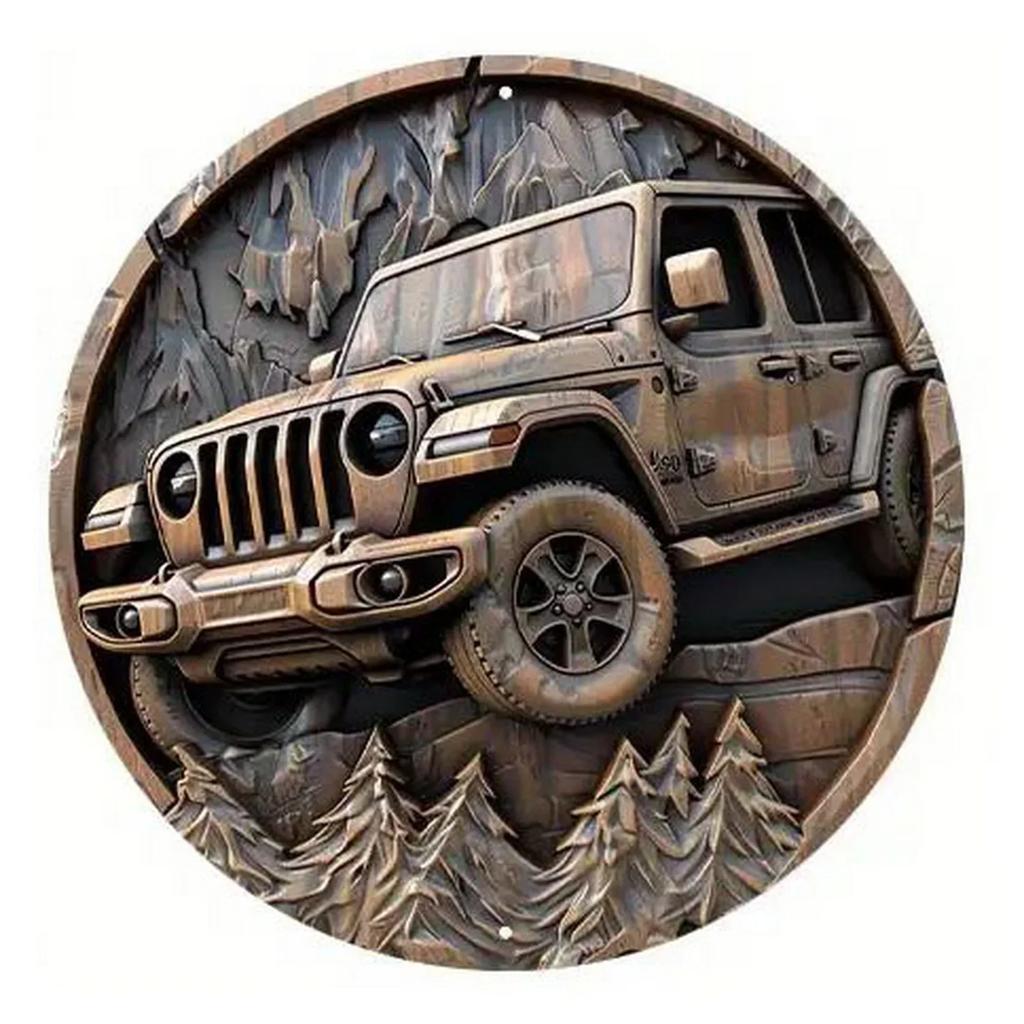 Retro Round Metal Tin Signs D Flat Cars Truck Decor Pattern Nostalgic Iron Painting Novelty For Cafe Bar Man Cave Wall Decor