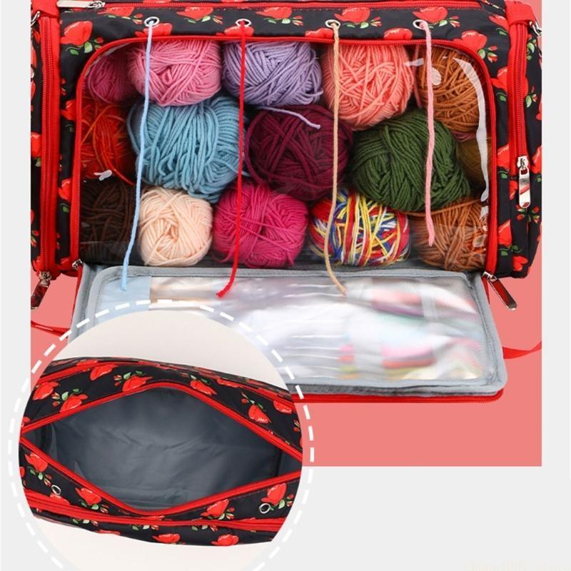 QX2E Yarn Storage Organiser Yarn Bag Lightiweght Crochet Tote for Crochet Hooks