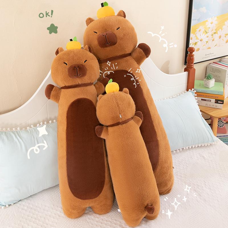 Cartoon Persimmon Capybar Plush Toy Sleeping Party Style Long Pillow Baby Side Sleeping Pillow Home Cushion