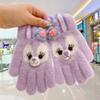 Imitace norka Nový králík Plyšový pětibodový pletený roztomilý studentský plus sametově zesílené podzimní a zimní teplé dětské rukavice