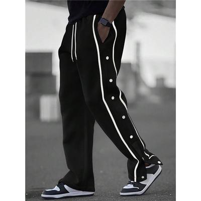Pantalon Décontracté à Braguette Boutonnée pour Homme Pantalon Jogger Vintage Urbain High Street pour Homme Pantalon Décontracté Confortable Élégant et Tendance avec Ourlet Côtelé