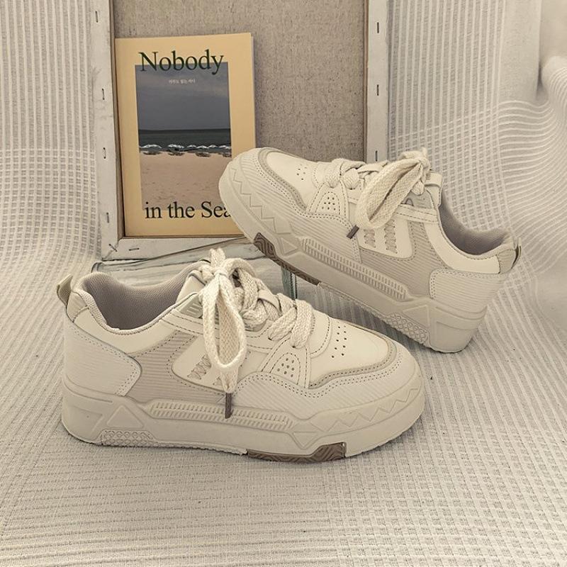 

ins модные женские туфли на платформе 2025 года, осень, новые низкие контрастные цвета, ретро-туфли для женщин-студенток, повседневные спортивные белые туфли 40 бежевый