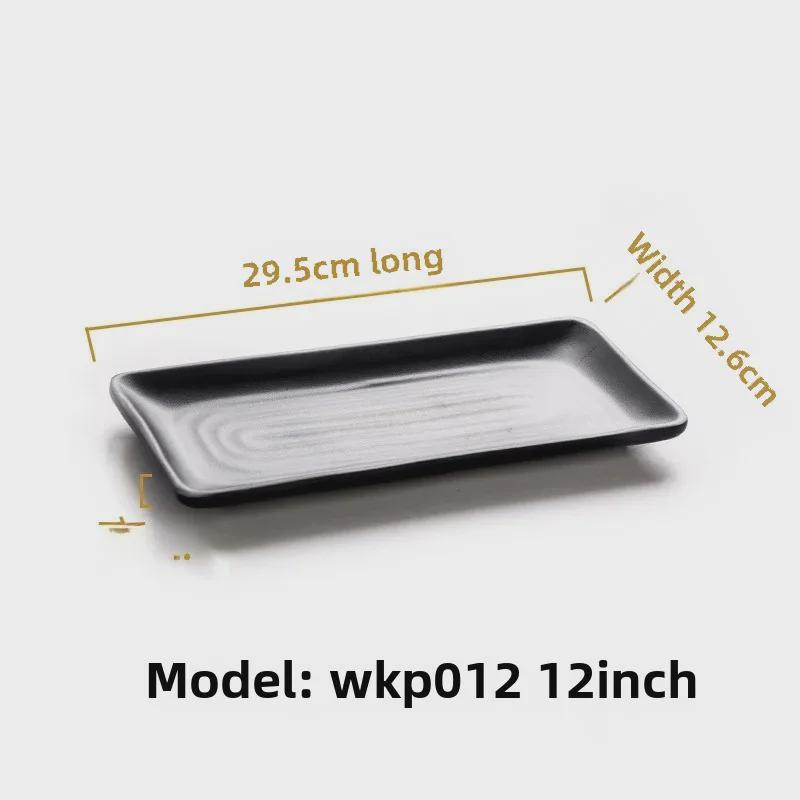 Melamine Black Tableware: Imitation Porcelain Plate for Cold Dishes, BBQ, Hot Pot, and Commercial Use.