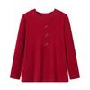 Plus Size Fleece T-Shirt for Middle-Aged and Elderly Women - Warm, Loose, and Comfortable for Autumn and Winter