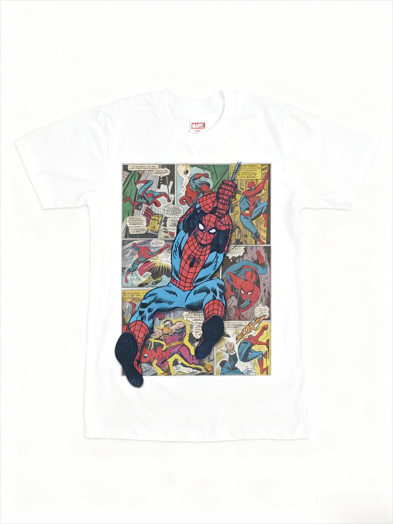 Genuine 2026 New Spider-Man Comic Book Page Print Plus Size Men's and Women's Short Sleeve Loose Crew Neck T-Shirts