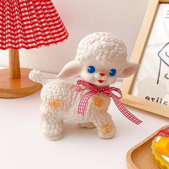 Sheep Toy Adorable Well Crafted Vivid Appearance Pink Ribbon Bow Lamb Decor for Bedroom