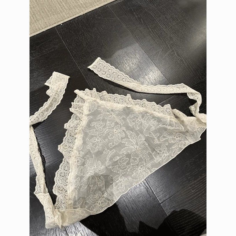 

Корейский жаккардовый кружевной шарф | 2-в-1 пояс и повязка на голову | 2025 Прозрачная многослойность белый