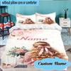 Custom Name 3PCS Floral Princess Bedding Set Including 1pc Duvet Cover And 2pcs Pillowcases for Bedroom, Dormitory Gift Home Decor