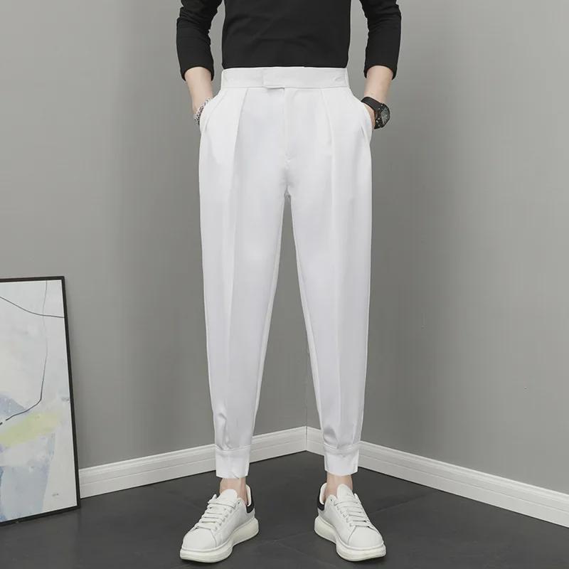 Men's Spring Cropped Velcro Harem Pants: Casual Versatile Fashion.