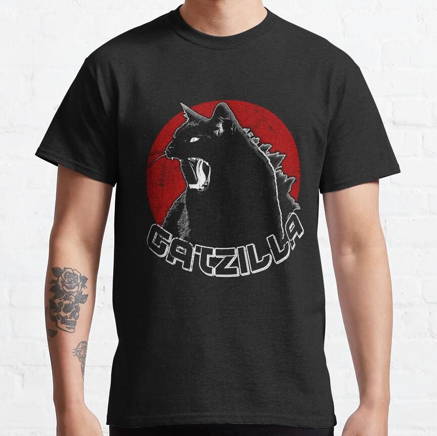 0925 Catzilla King of Monster Gift T Shirt for Cat Lover 100 Cotton Printed Cute Kitty Graphic Tee Short Sleeve Y2k Clothes