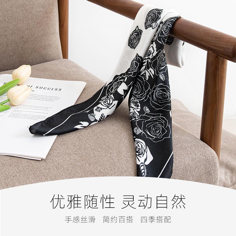 70cm Small Square Scarf Silk High-end Feeling Retro Chinese Style Printed Women's New Stylish Mother Thin